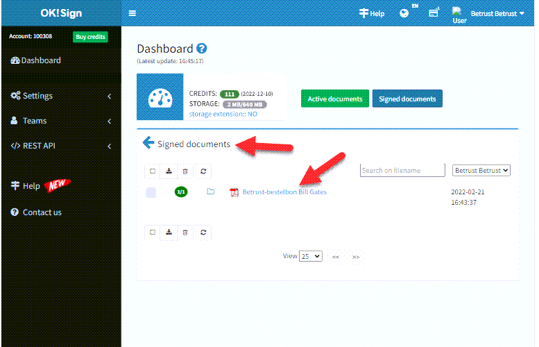 Add contact in your OK!Sign account (part 8)