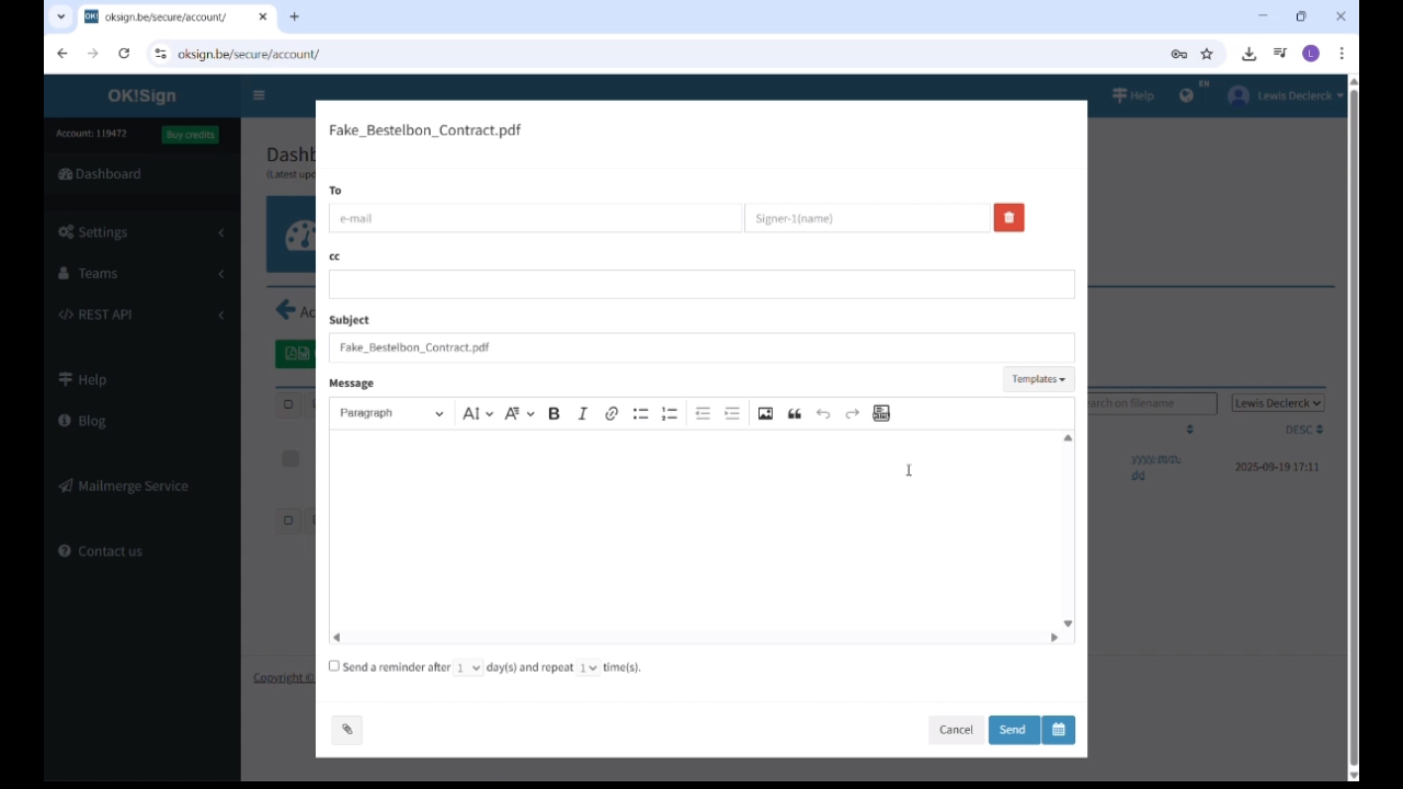 ENVOYER UN LIEN DE SIGNATURE (E-MAIL)
