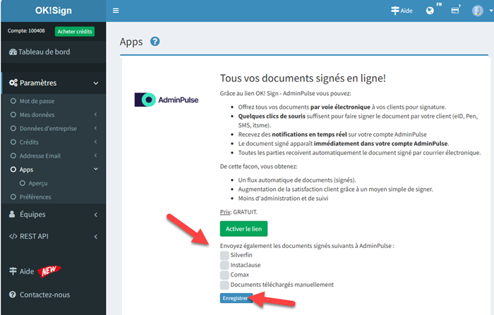 Envoyez également tous les documents signés à votre compte AdminPulse