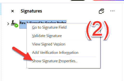 Signature Properties openen in Acrobat Reader | OKSign